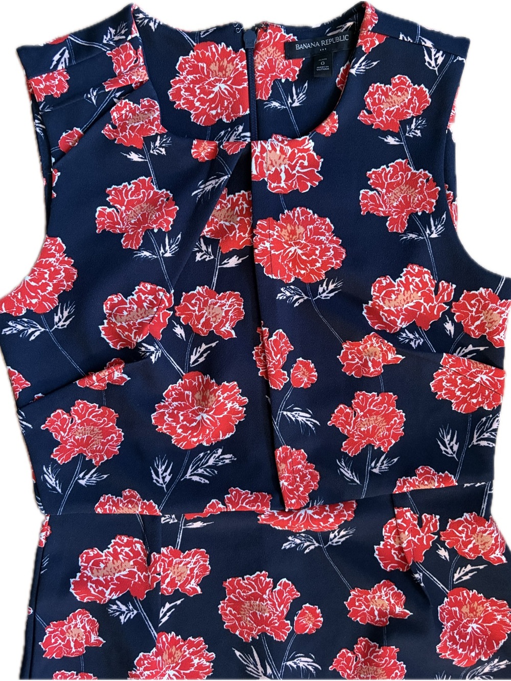 Banana Republic Navy Dress with Red Floral Print